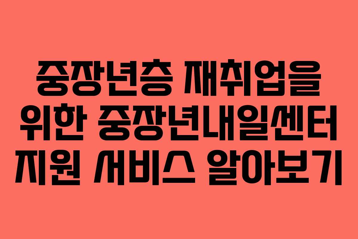중장년층 재취업을 위한 중장년내일센터 지원 서비스 알아보기