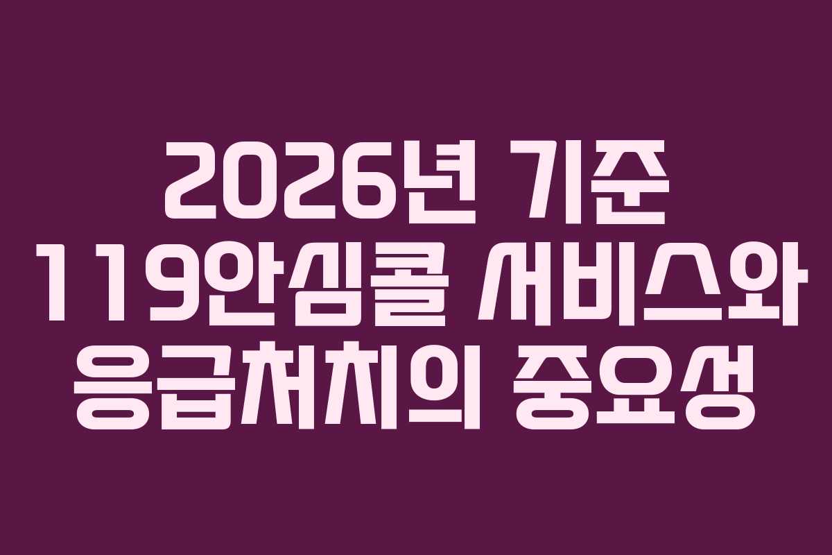 2026년 기준 119안심콜 서비스와 응급처치의 중요성