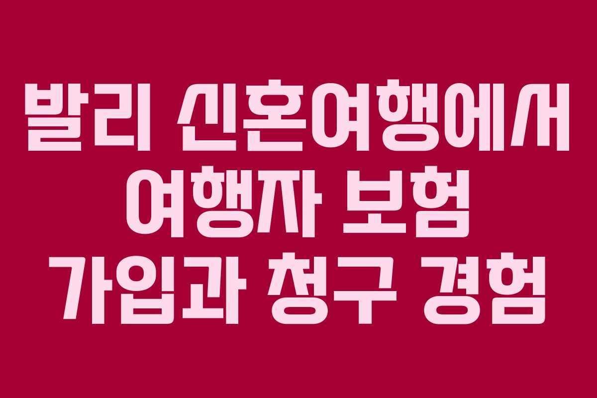 발리 신혼여행에서 여행자 보험 가입과 청구 경험