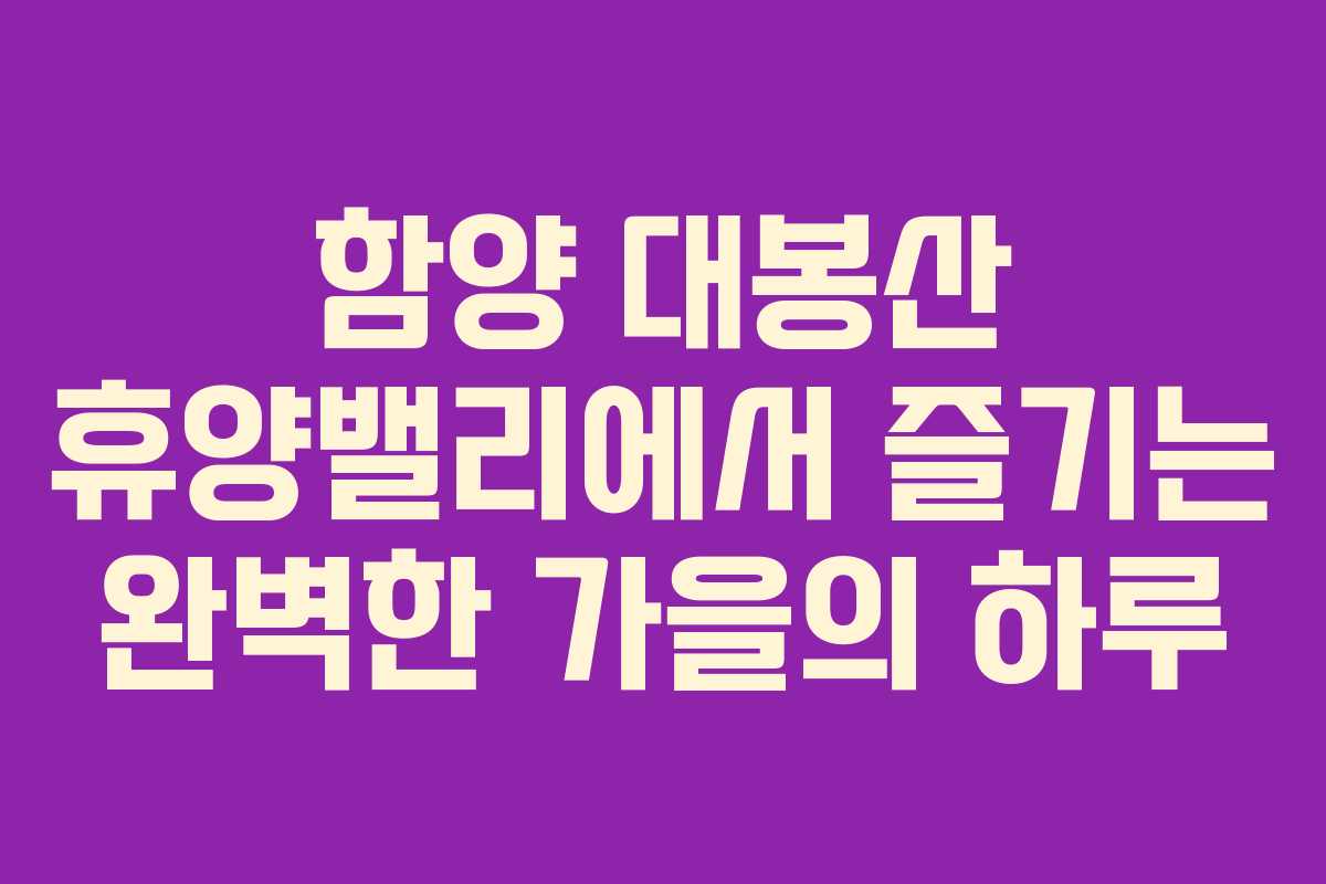 함양 대봉산 휴양밸리에서 즐기는 완벽한 가을의 하루