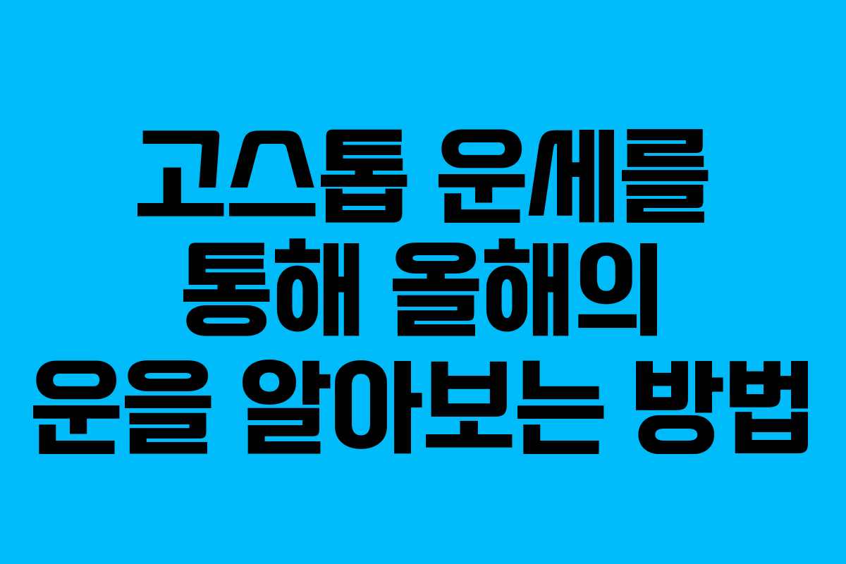 고스톱 운세를 통해 올해의 운을 알아보는 방법