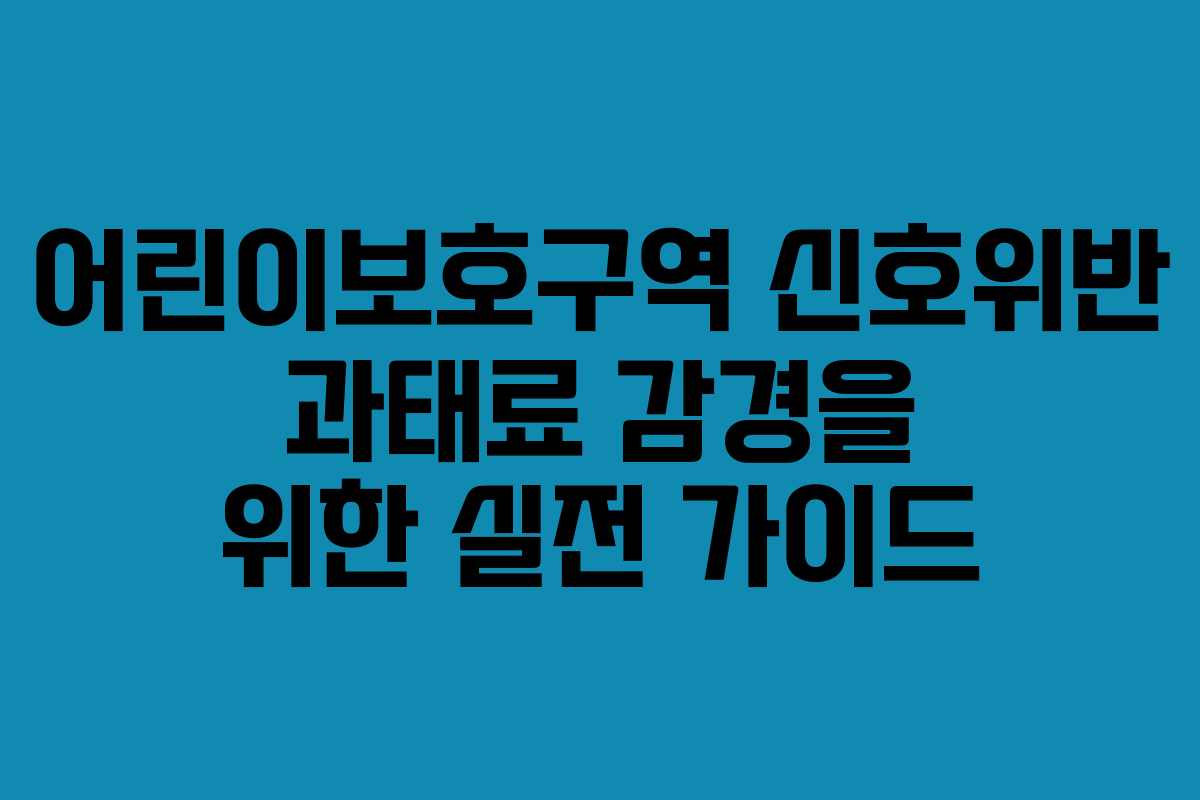 어린이보호구역 신호위반 과태료 감경을 위한 실전 가이드