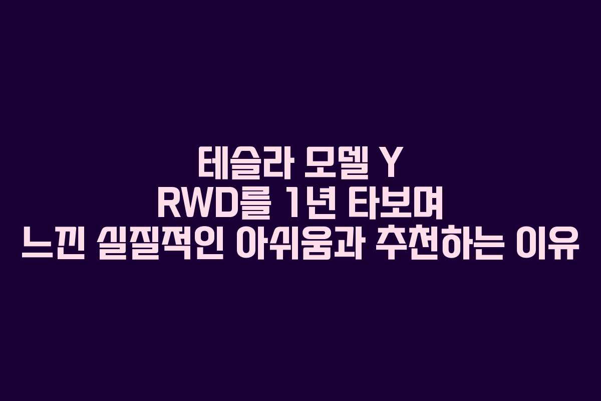 테슬라 모델 Y RWD를 1년 타보며 느낀 실질적인 아쉬움과 추천하는 이유