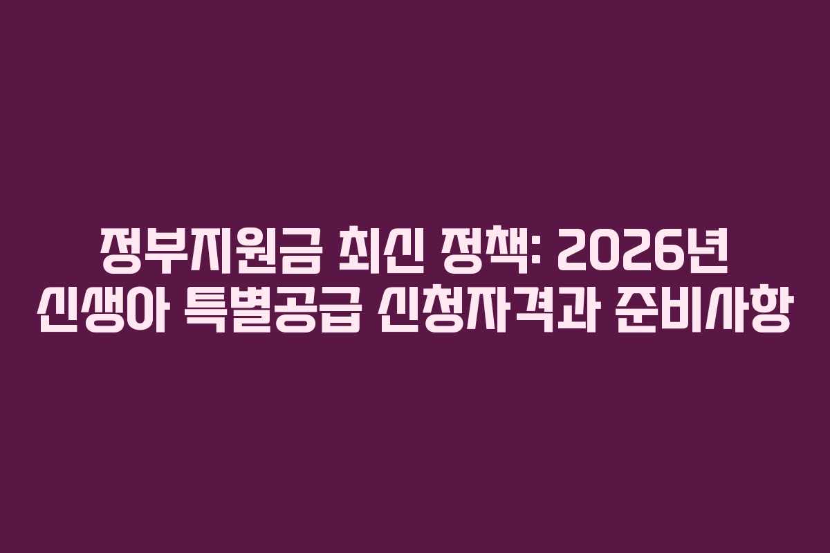 정부지원금 최신 정책: 2026년 신생아 특별공급 신청자격과 준비사항