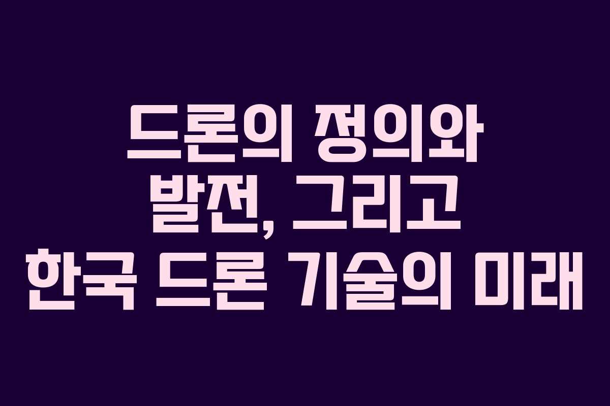 드론의 정의와 발전, 그리고 한국 드론 기술의 미래