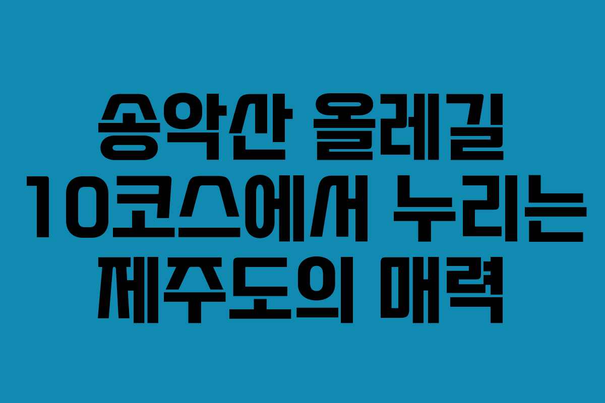 송악산 올레길 10코스에서 누리는 제주도의 매력