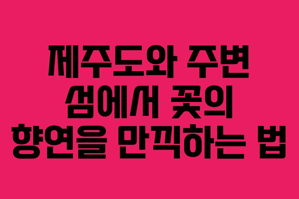 제주도와 주변 섬에서 꽃의 향연을 만끽하는 법