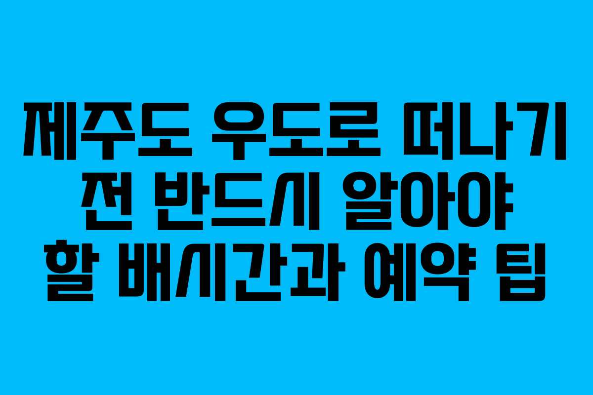 제주도 우도로 떠나기 전 반드시 알아야 할 배시간과 예약 팁