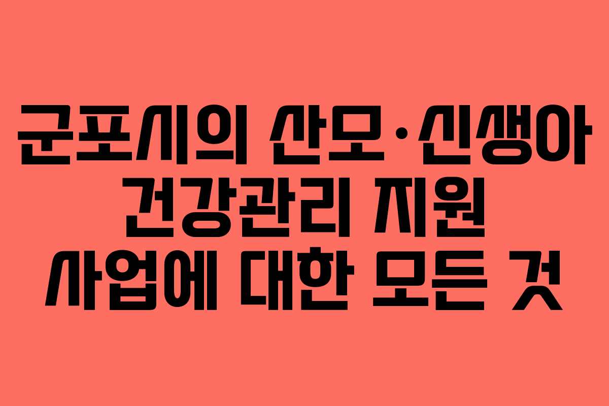 군포시의 산모·신생아 건강관리 지원 사업에 대한 모든 것
