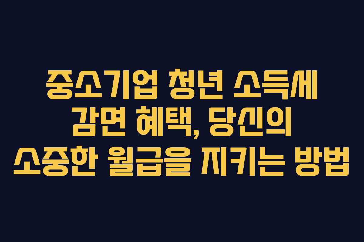 중소기업 청년 소득세 감면 혜택, 당신의 소중한 월급을 지키는 방법
