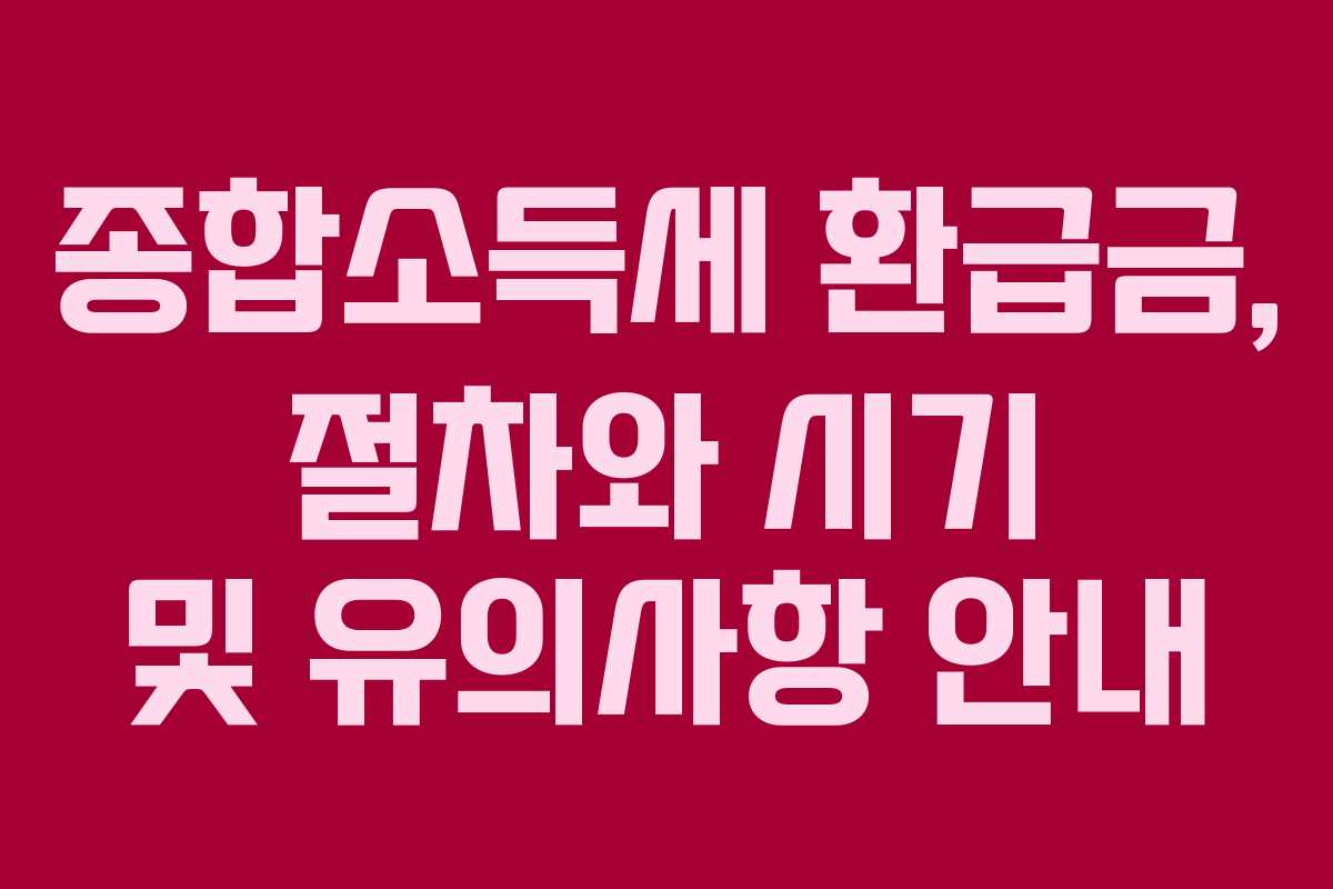 종합소득세 환급금, 절차와 시기 및 유의사항 안내