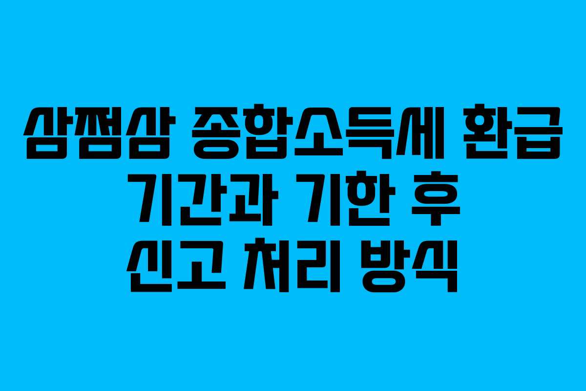 삼쩜삼 종합소득세 환급 기간과 기한 후 신고 처리 방식