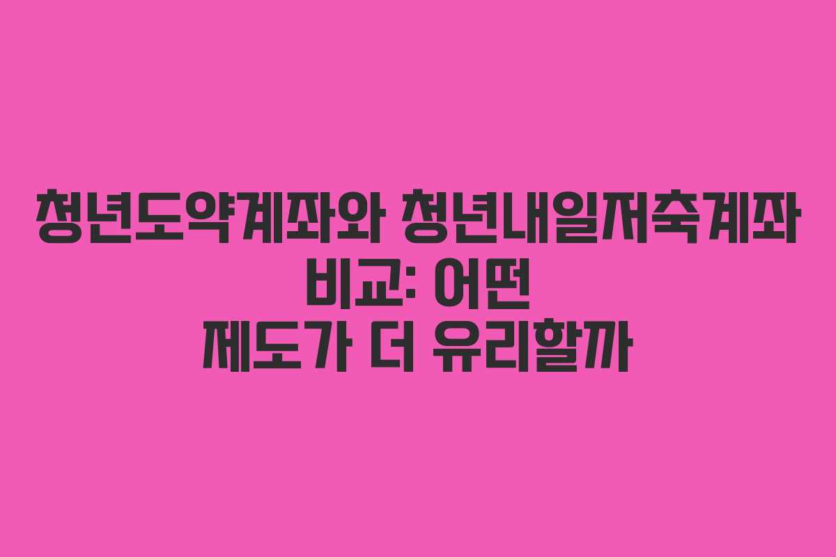 청년도약계좌와 청년내일저축계좌 비교: 어떤 제도가 더 유리할까