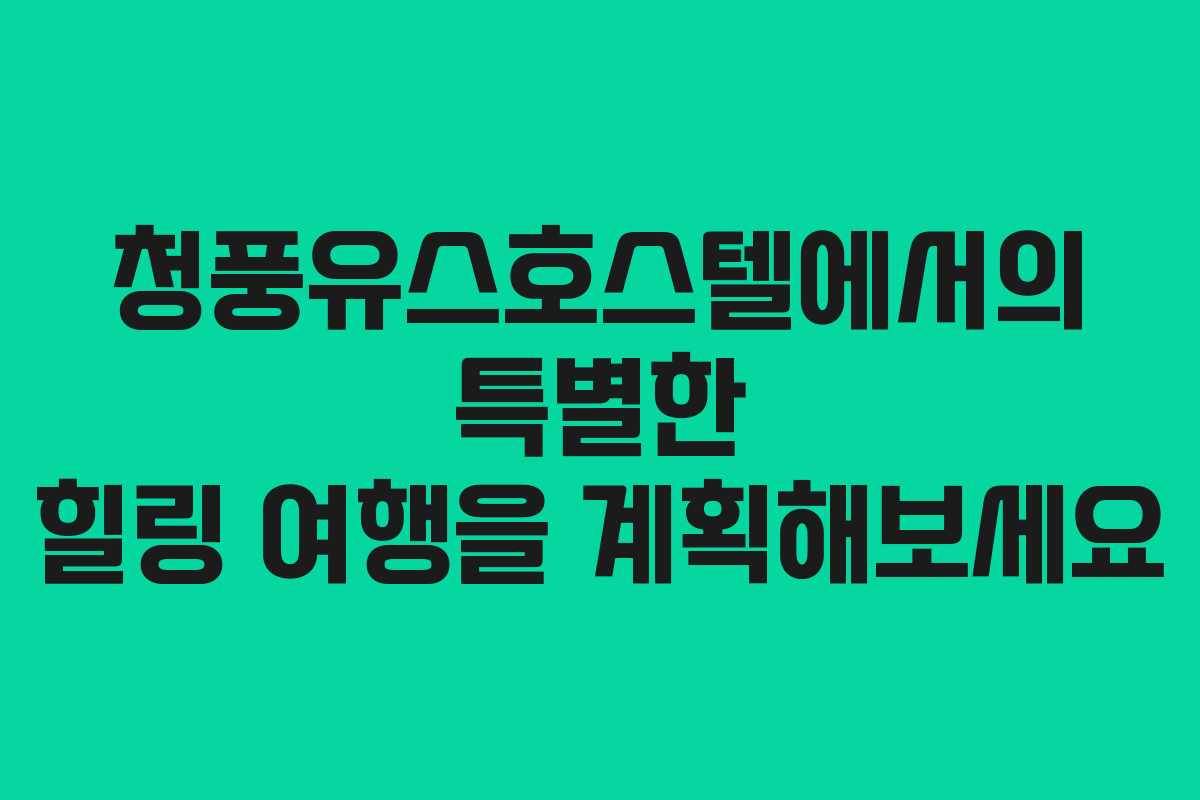 청풍유스호스텔에서의 특별한 힐링 여행을 계획해보세요