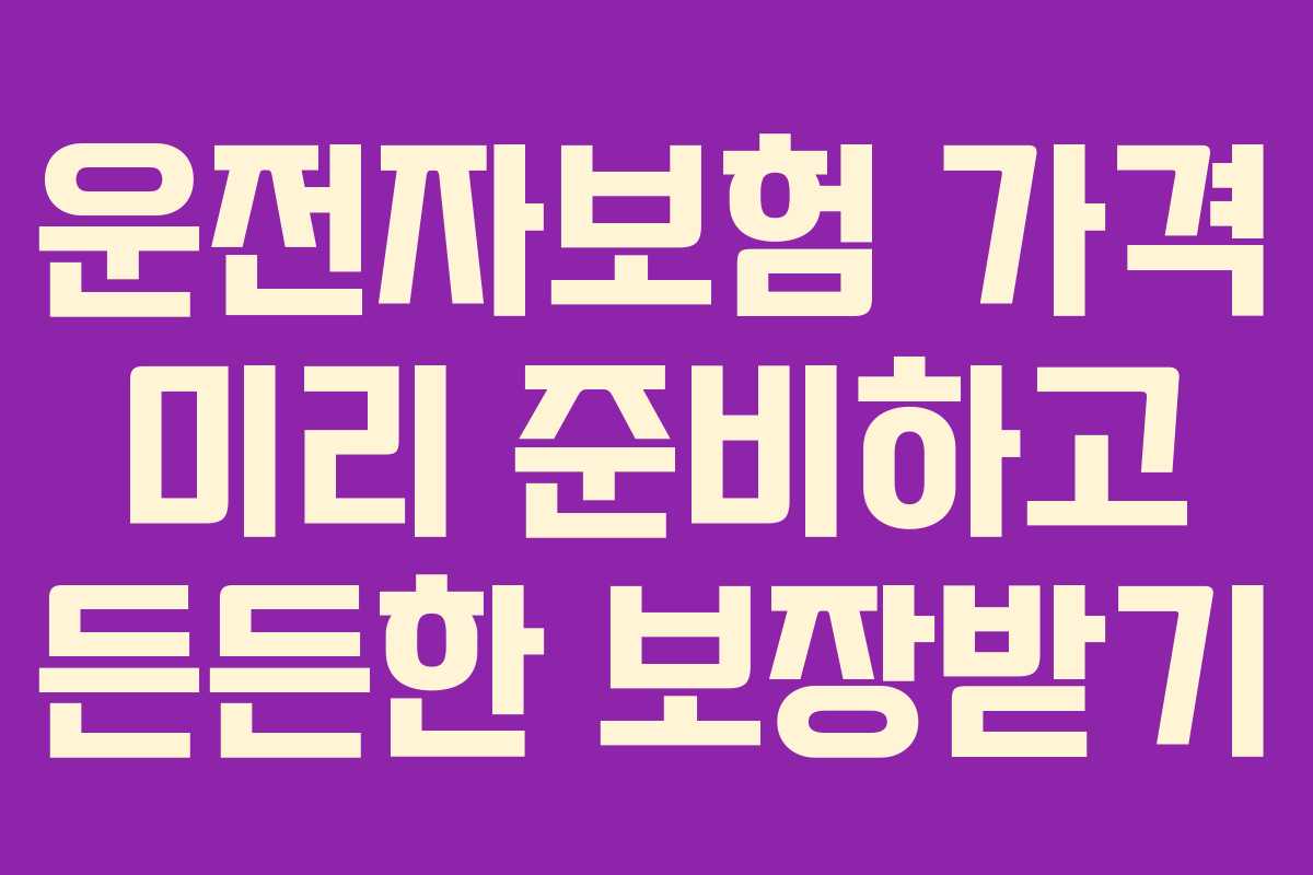 운전자보험 가격 미리 준비하고 든든한 보장받기