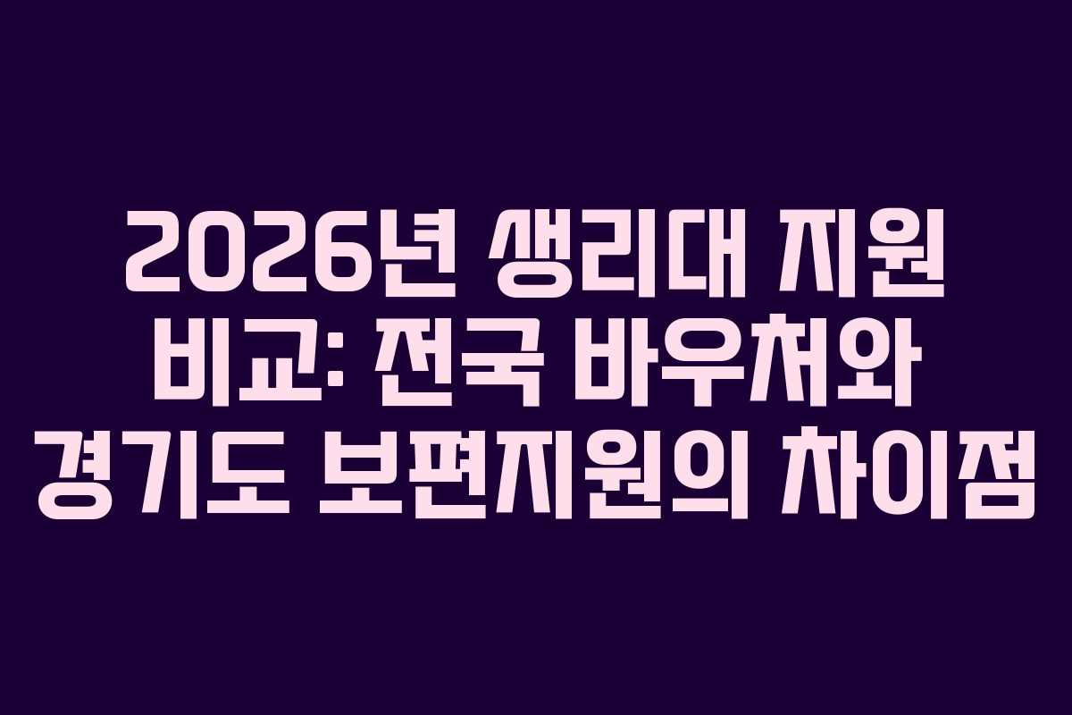 2026년 생리대 지원 비교: 전국 바우처와 경기도 보편지원의 차이점