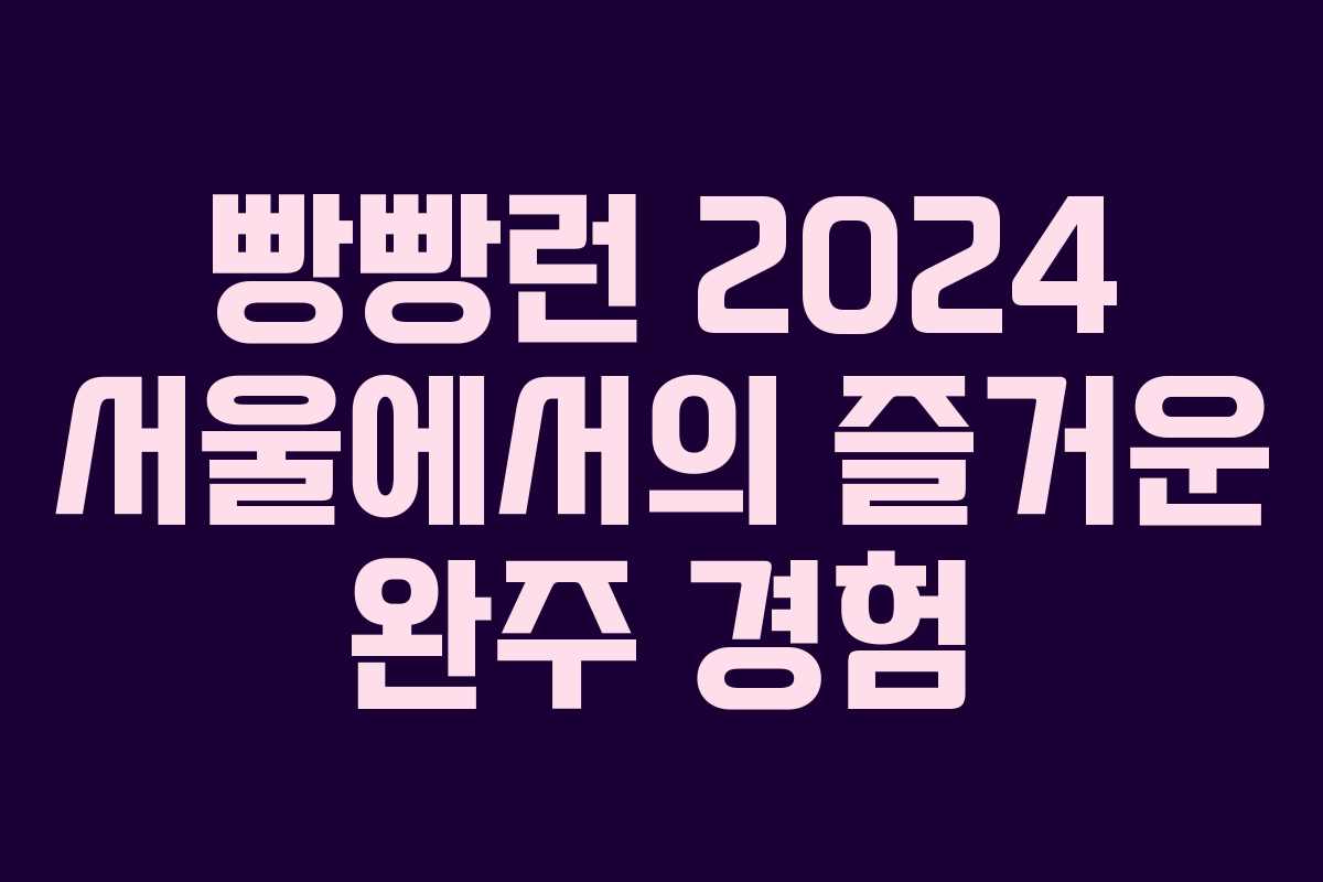 빵빵런 2024 서울에서의 즐거운 완주 경험