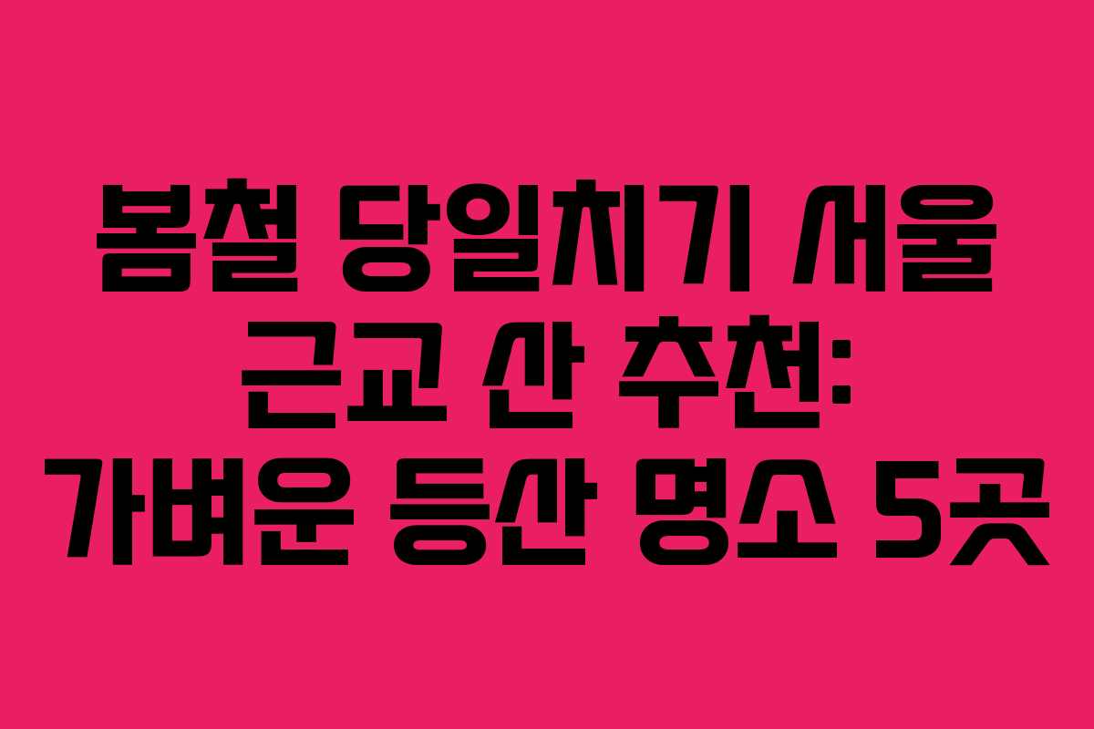 봄철-당일치기-서울-근교-산-추천-가벼운-등산-명소-5곳