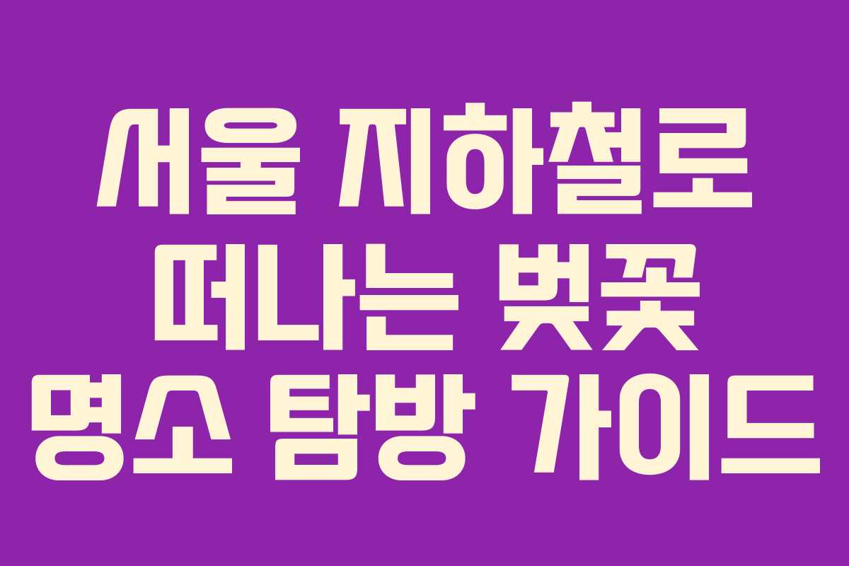 서울-지하철로-떠나는-벚꽃-명소-탐방-가이드