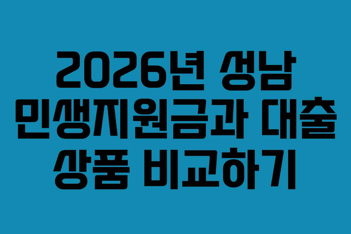 2026년 성남 민생지원금과 대출 상품 비교하기