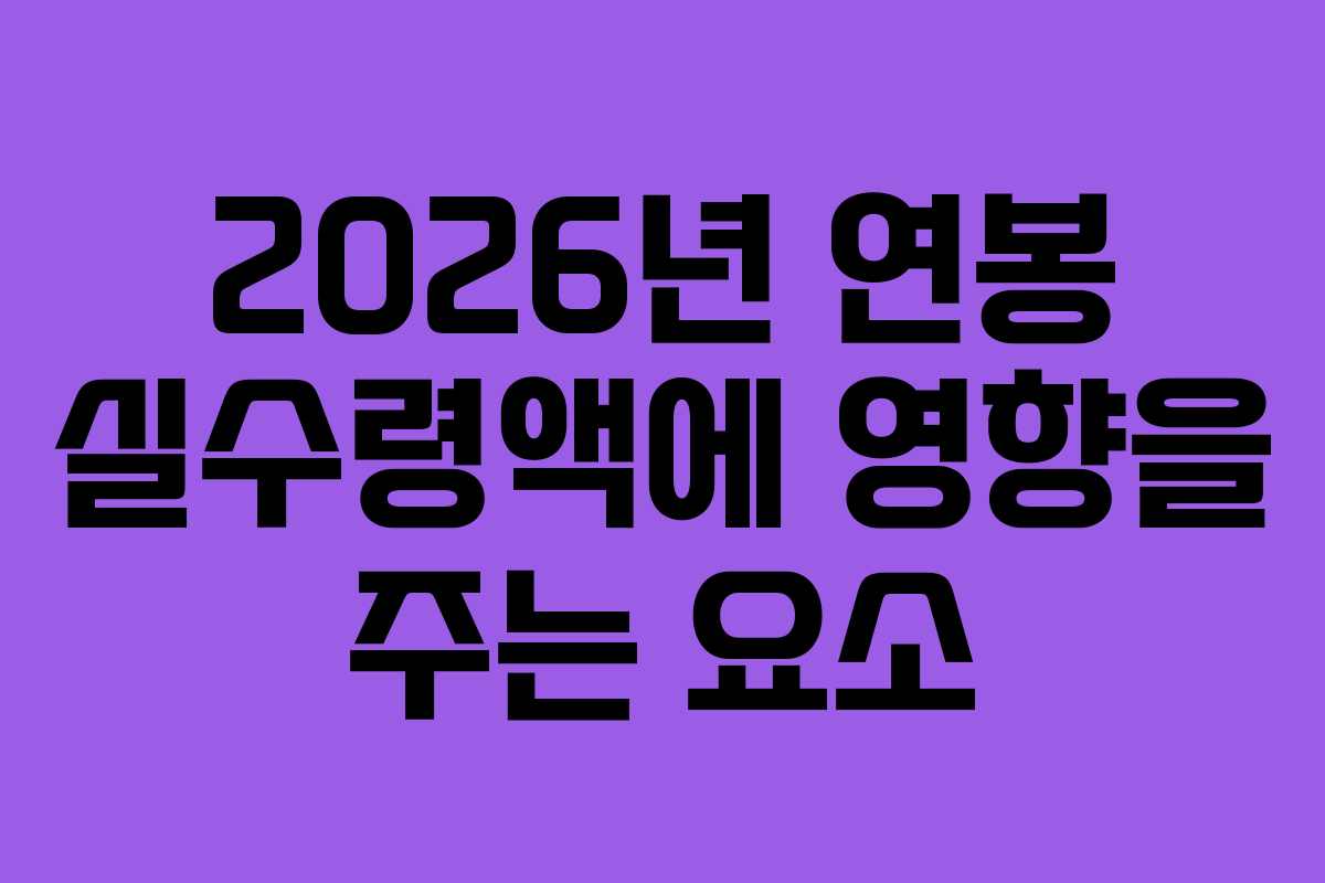 2026년 연봉 실수령액에 영향을 주는 요소
