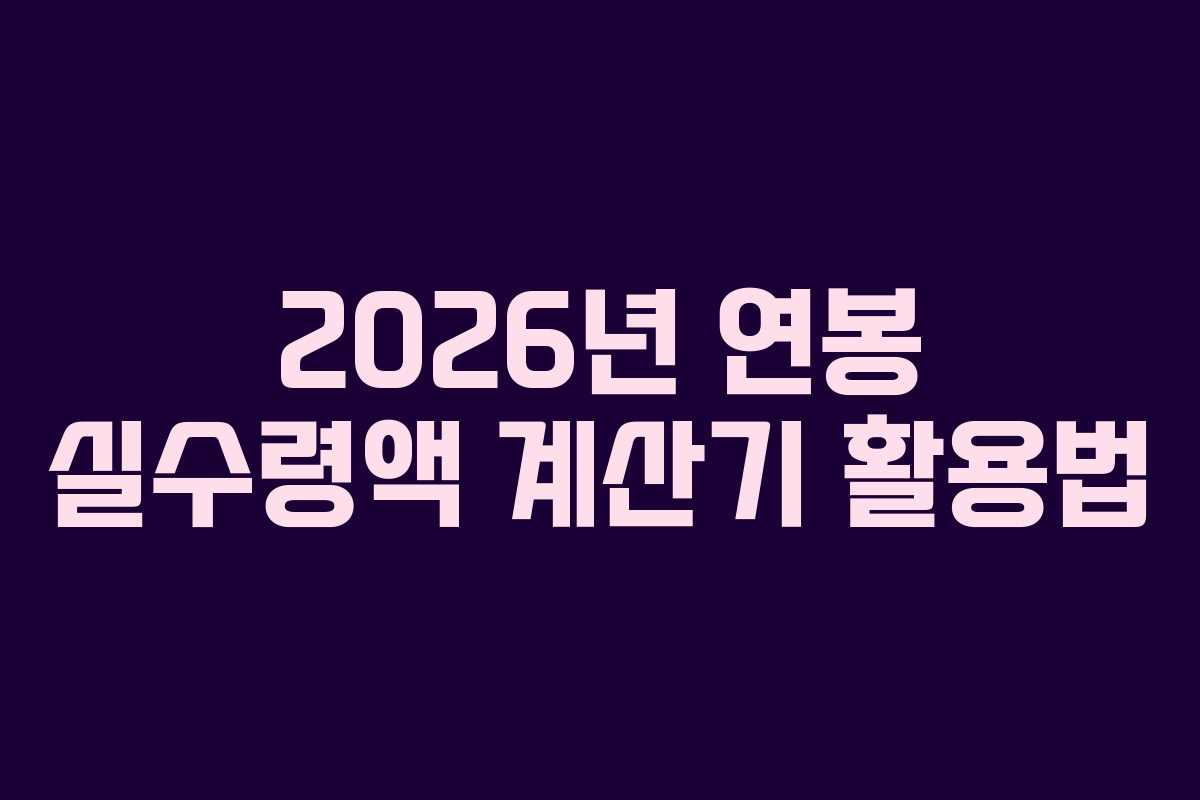 2026년 연봉 실수령액 계산기 활용법