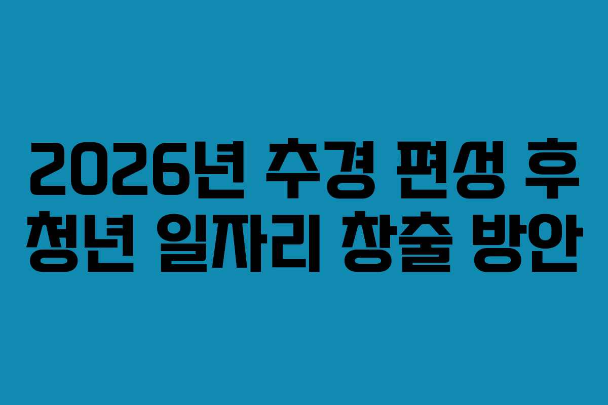 2026년 추경 편성 후 청년 일자리 창출 방안