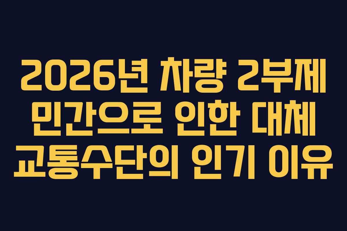 2026년 차량 2부제 민간으로 인한 대체 교통수단의 인기 이유