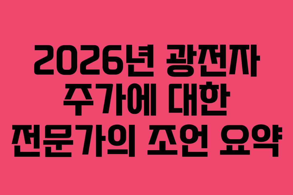 2026년 광전자 주가에 대한 전문가의 조언 요약