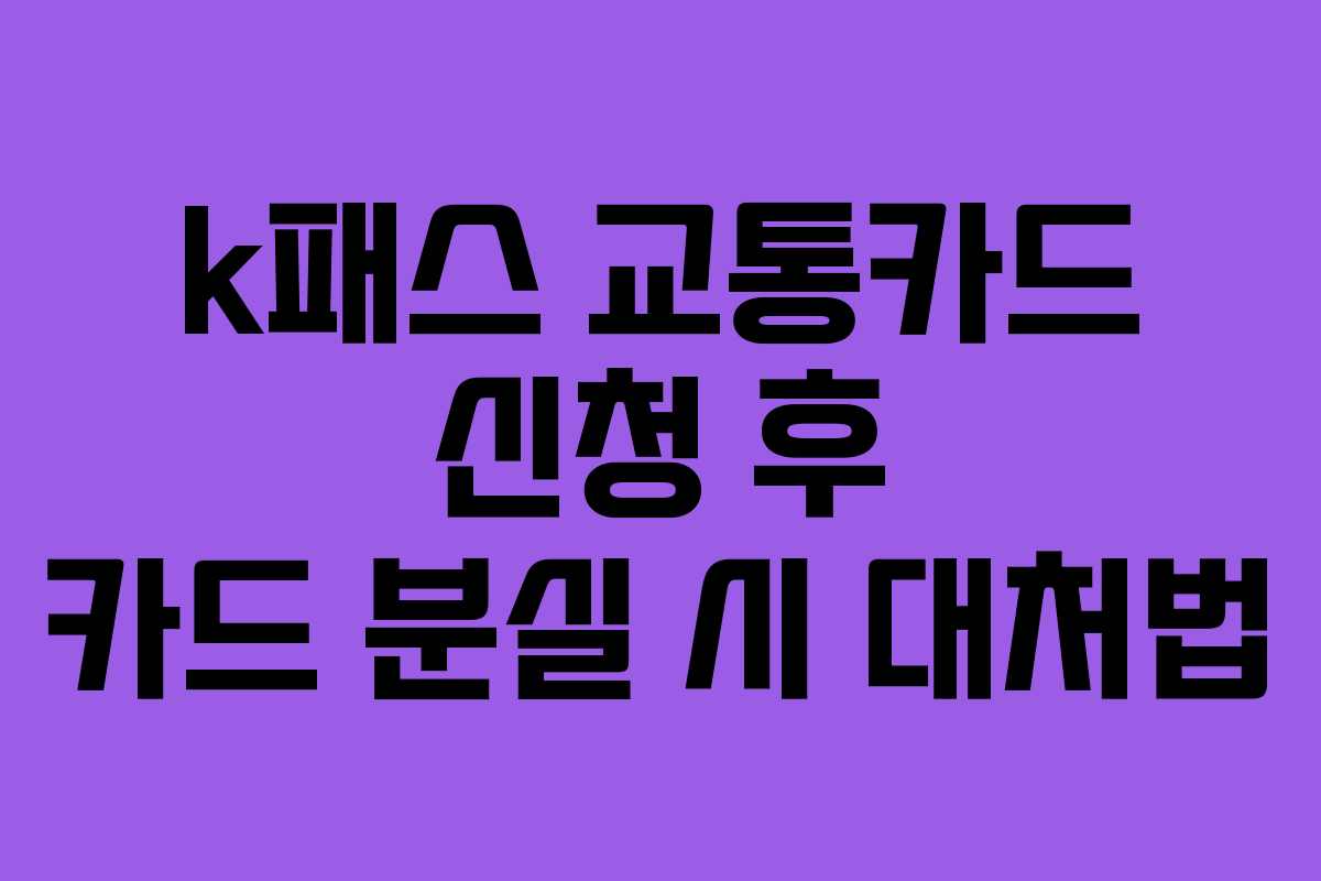 k패스 교통카드 신청 후 카드 분실 시 대처법