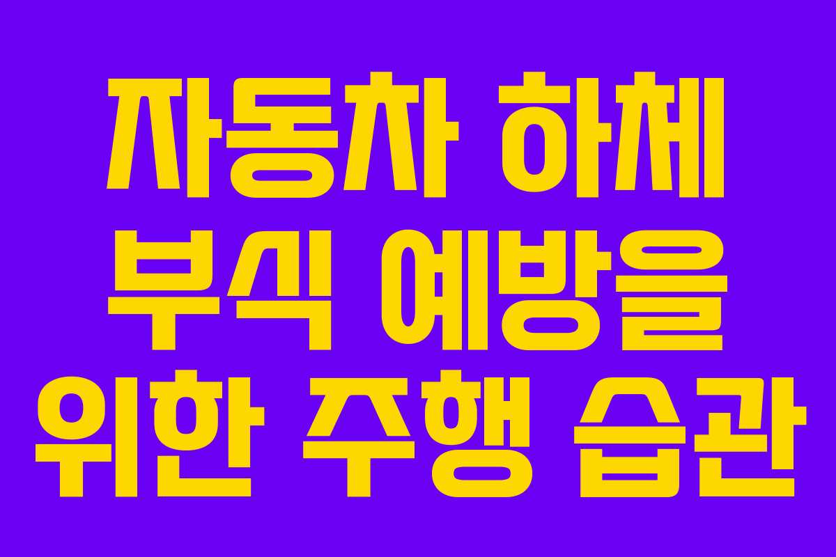 자동차 하체 부식 예방을 위한 주행 습관