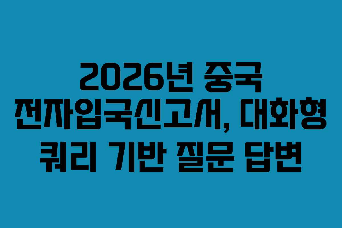 2026년 중국 전자입국신고서, 대화형 쿼리 기반 질문 답변