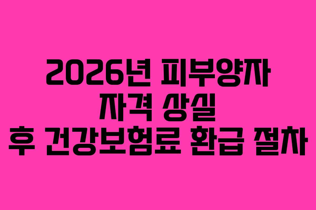 2026년 피부양자 자격 상실 후 건강보험료 환급 절차