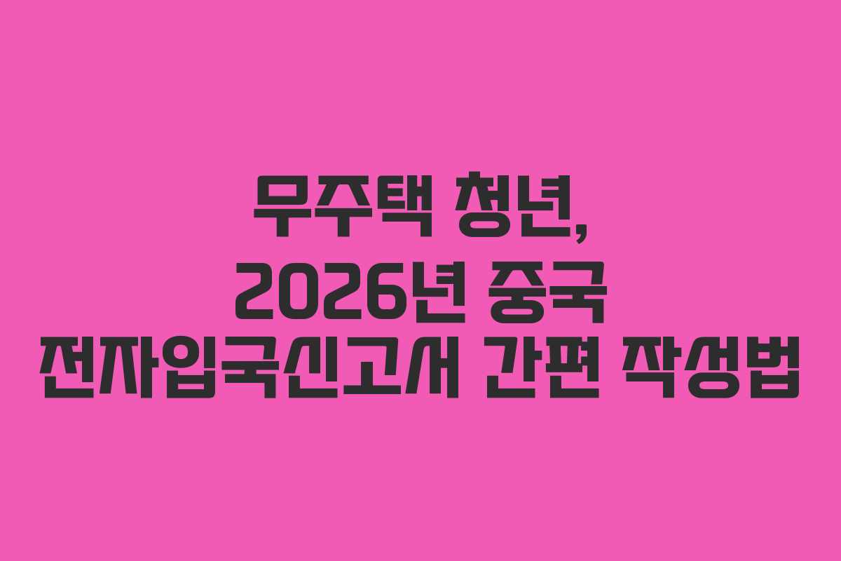 무주택 청년, 2026년 중국 전자입국신고서 간편 작성법