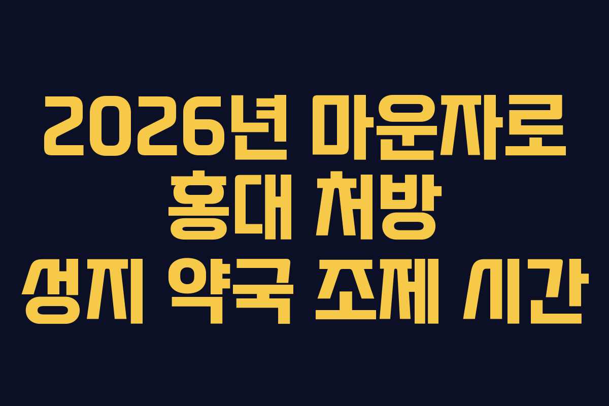 2026년 마운자로 홍대 처방 성지 약국 조제 시간