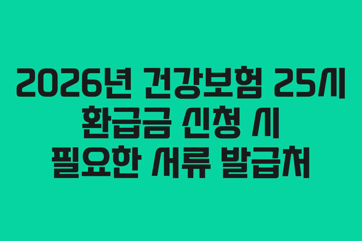 2026년 건강보험 25시 환급금 신청 시 필요한 서류 발급처