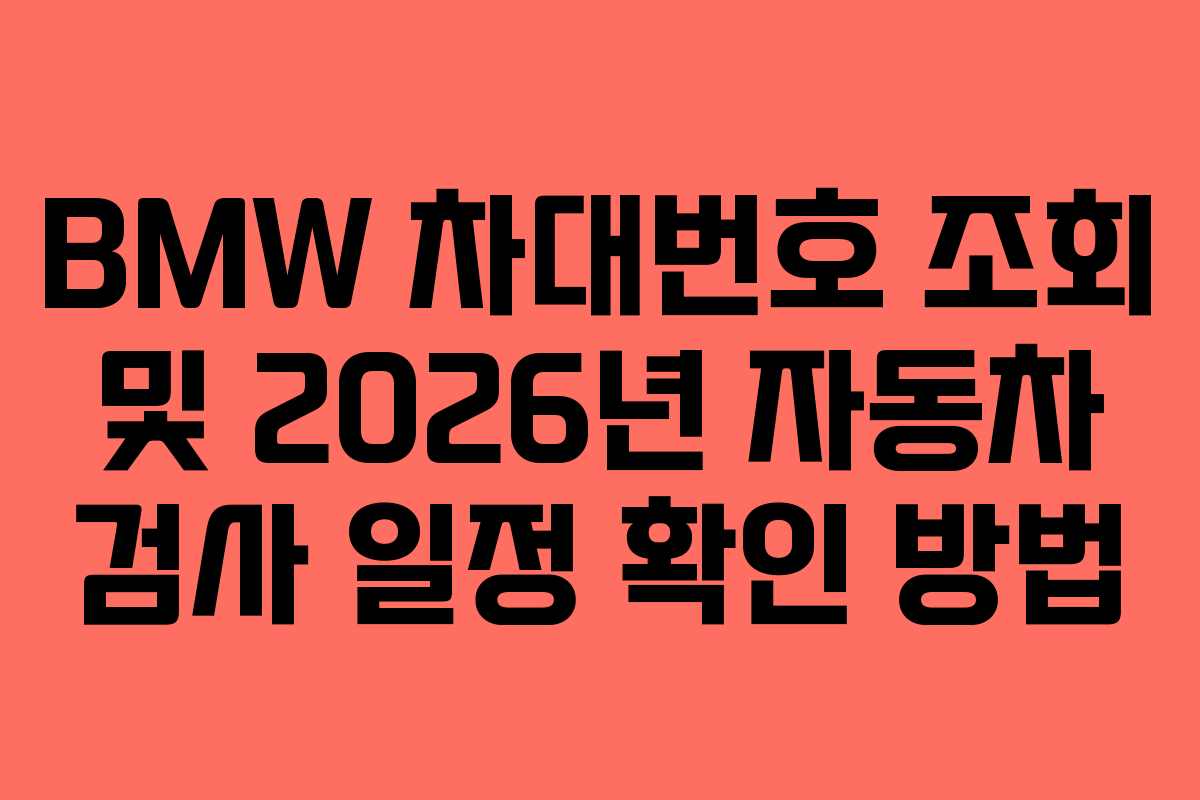 BMW 차대번호 조회 및 2026년 자동차 검사 일정 확인 방법