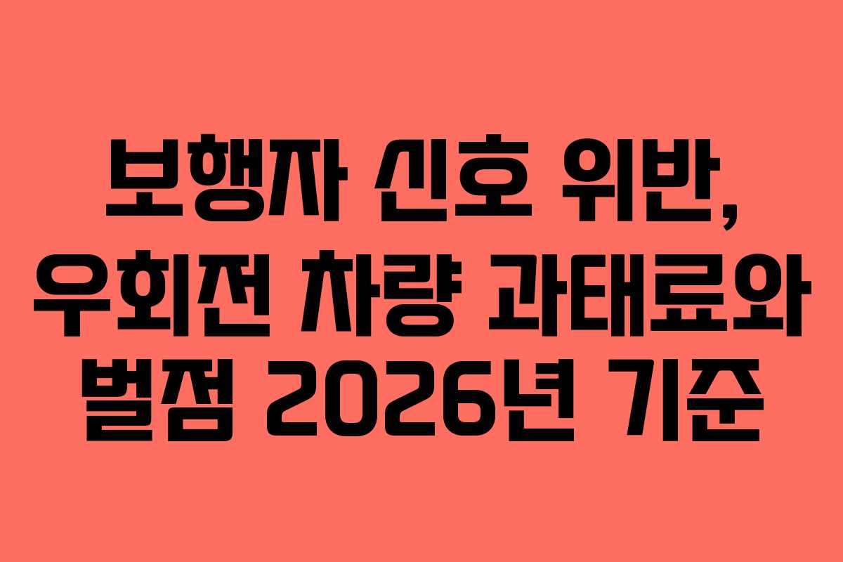 보행자 신호 위반, 우회전 차량 과태료와 벌점 2026년 기준