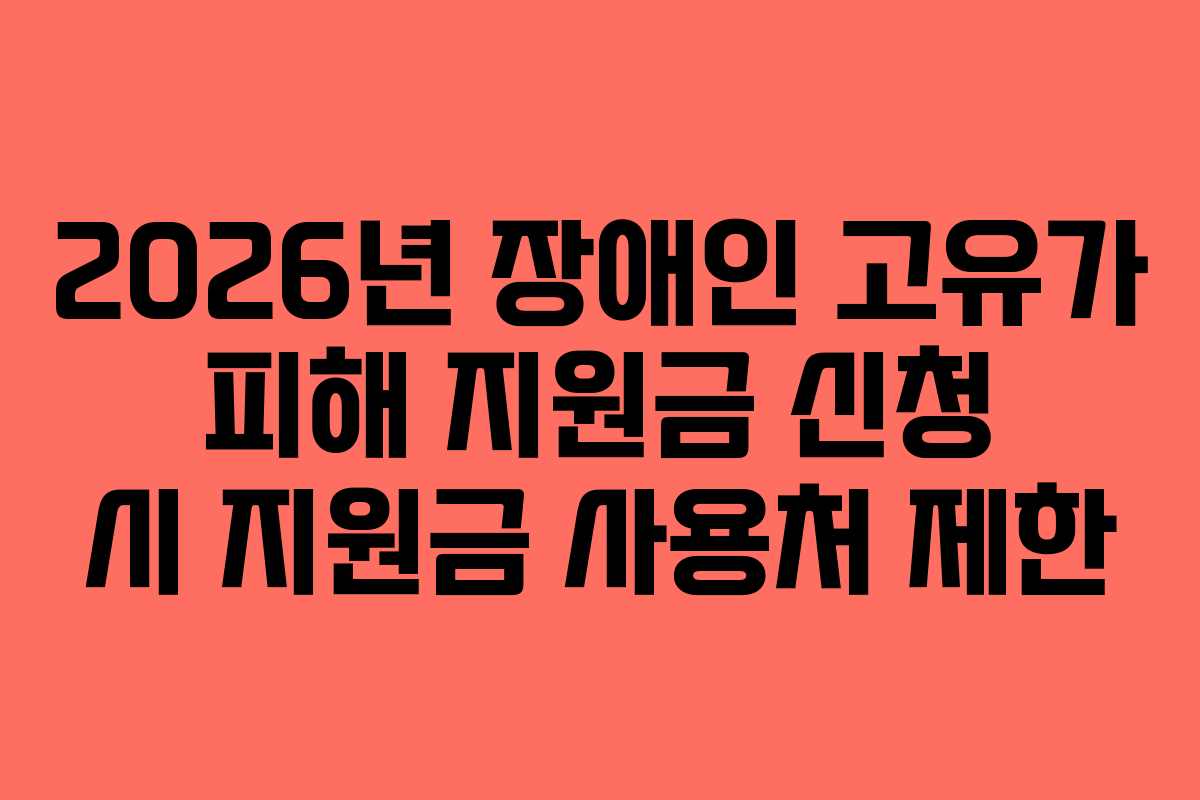 2026년 장애인 고유가 피해 지원금 신청 시 지원금 사용처 제한