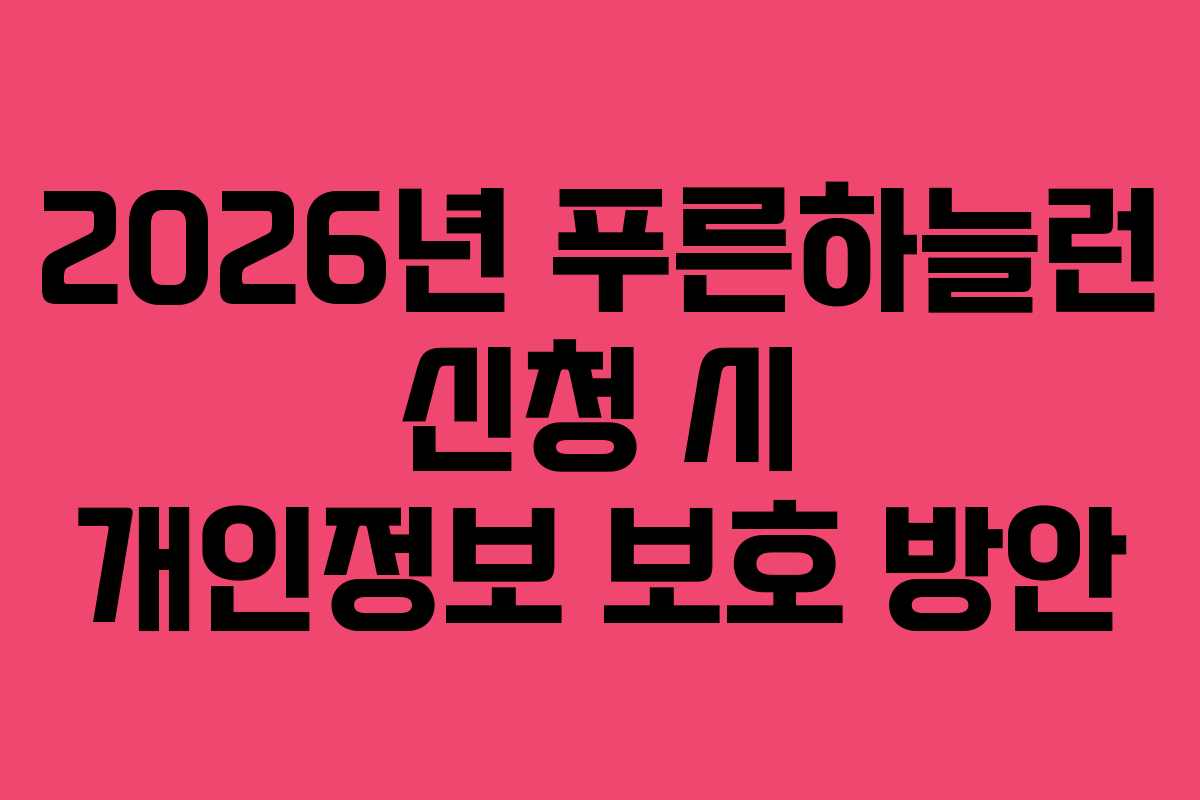 2026년 푸른하늘런 신청 시 개인정보 보호 방안