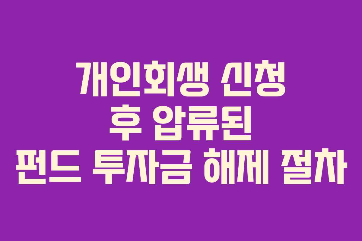 개인회생 신청 후 압류된 펀드 투자금 해제 절차