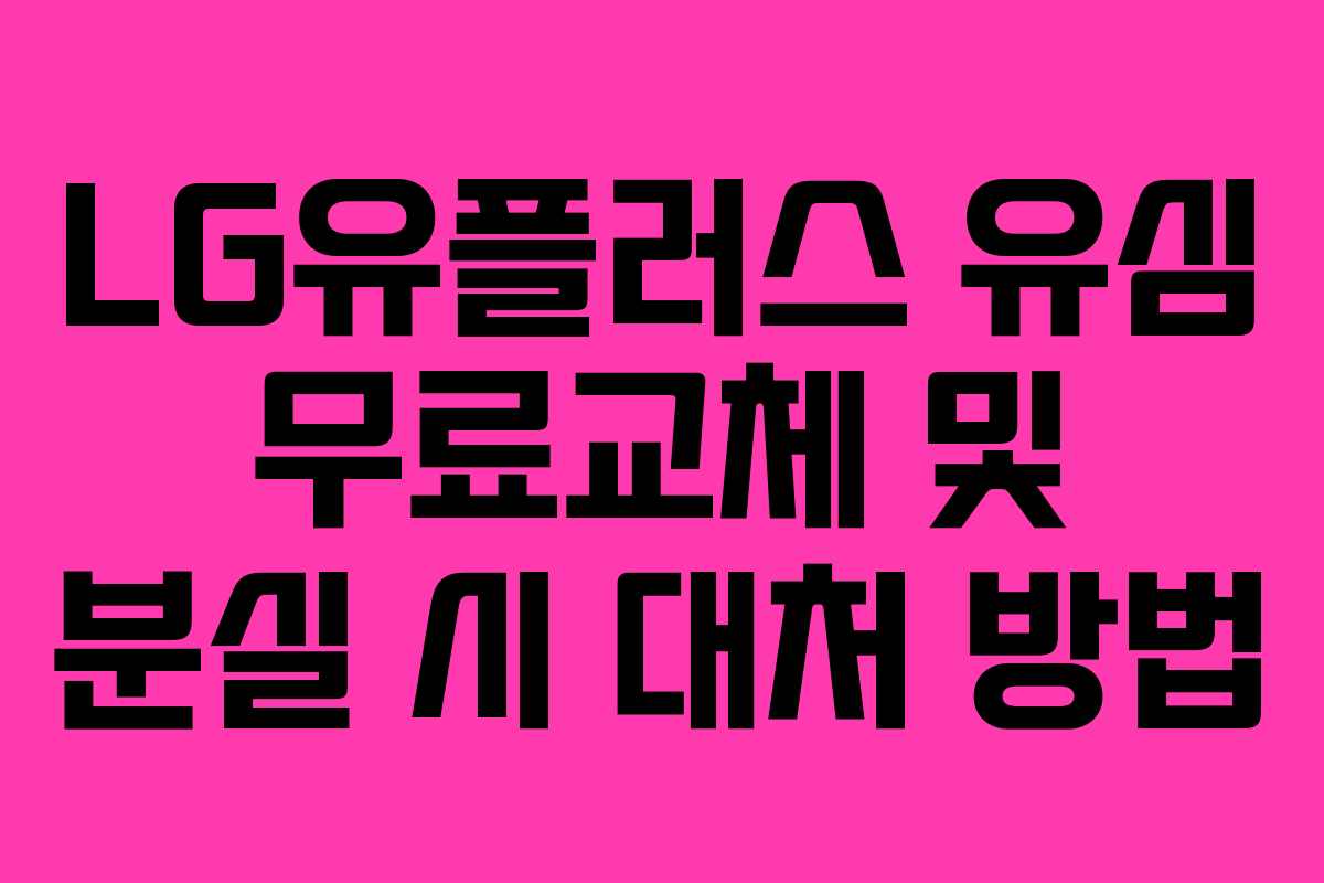 LG유플러스 유심 무료교체 및 분실 시 대처 방법