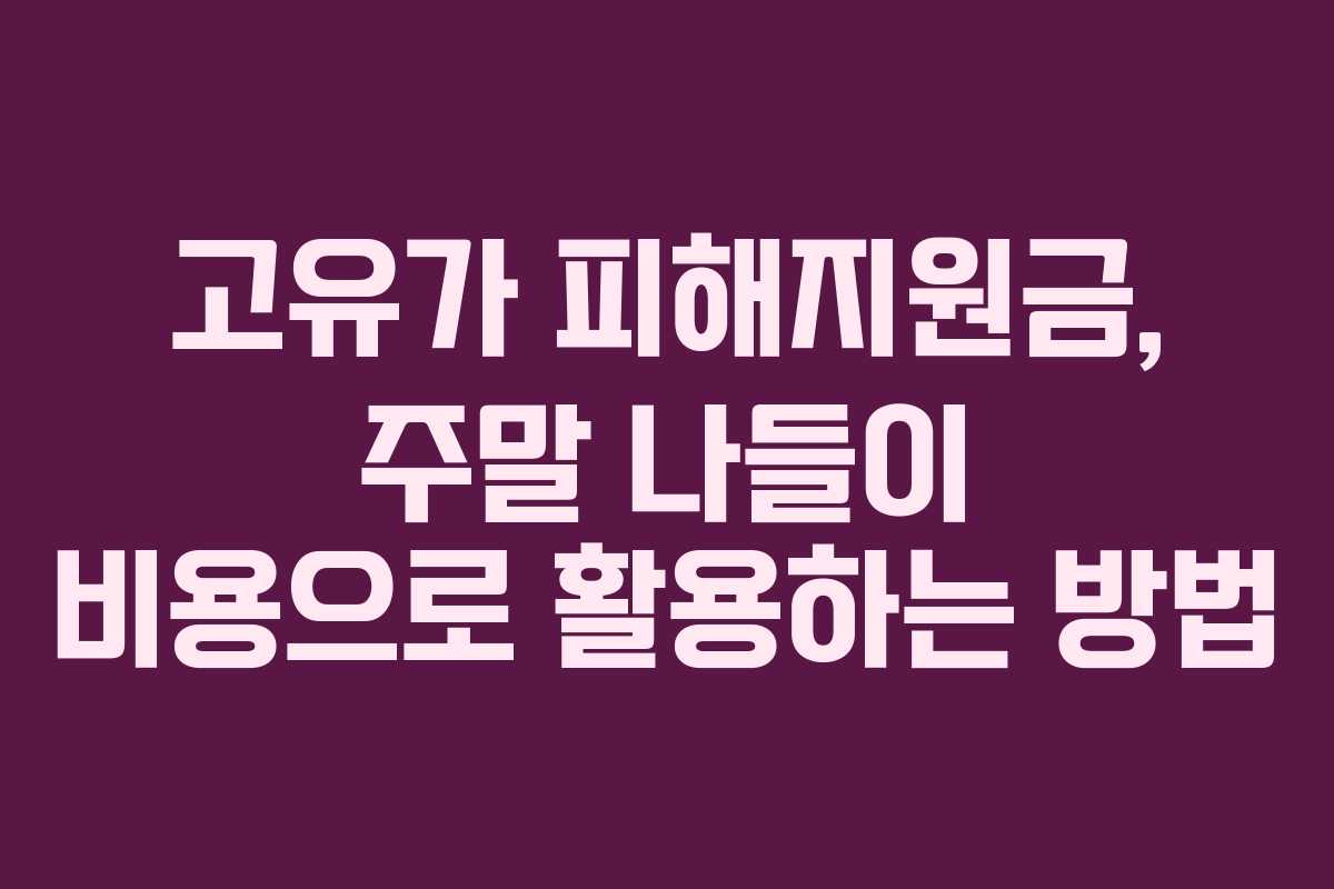 고유가 피해지원금, 주말 나들이 비용으로 활용하는 방법