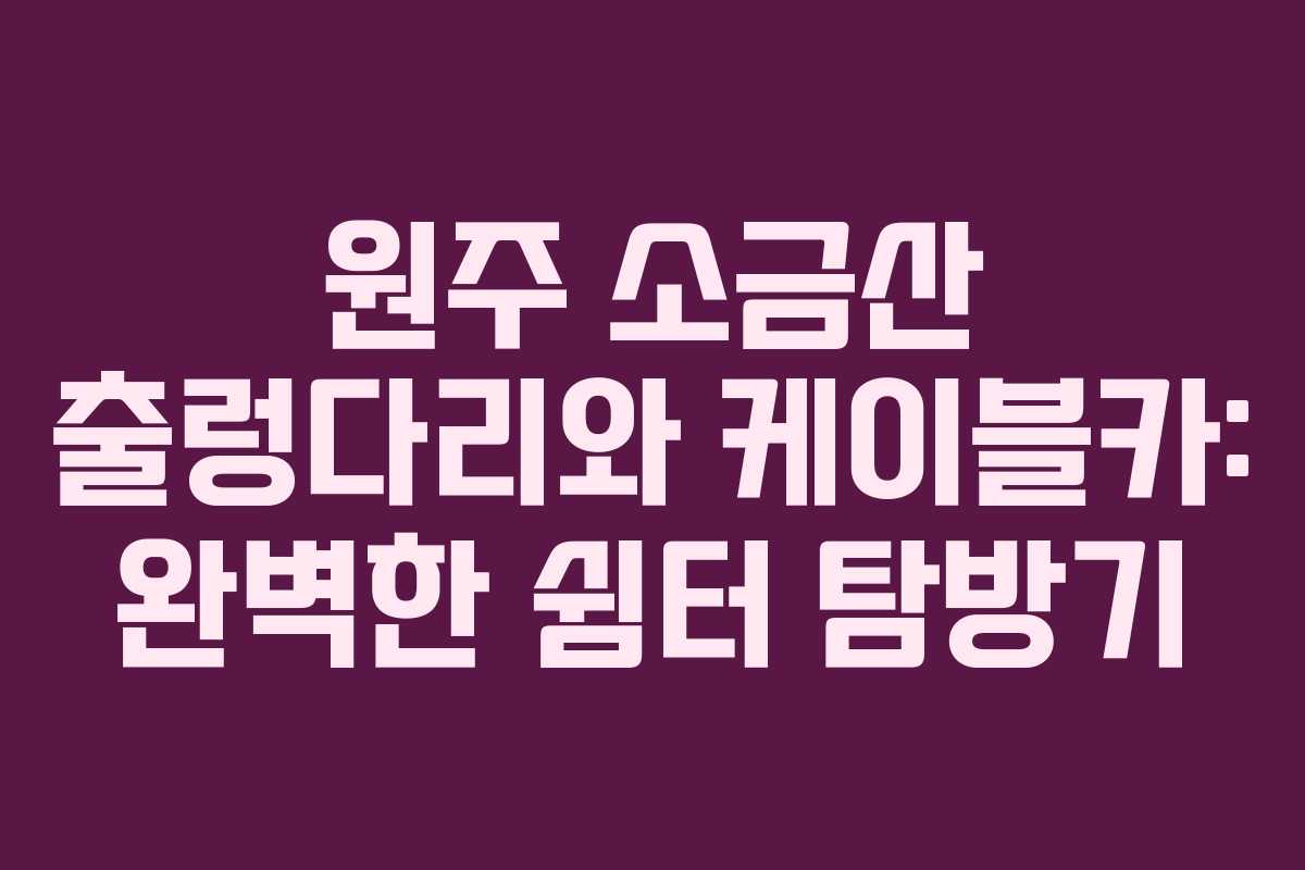 원주 소금산 출렁다리와 케이블카: 완벽한 쉼터 탐방기