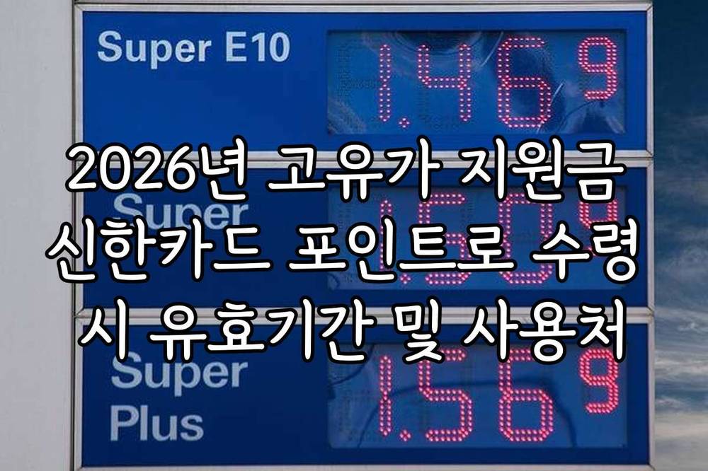 2026년 고유가 지원금 신한카드 포인트로 수령 시 유효기간 및 사용처