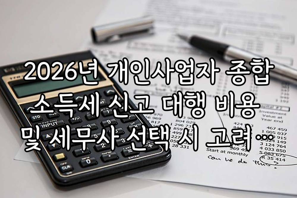 2026년 개인사업자 종합소득세 신고 대행 비용 및 세무사 선택 시 고려 사항