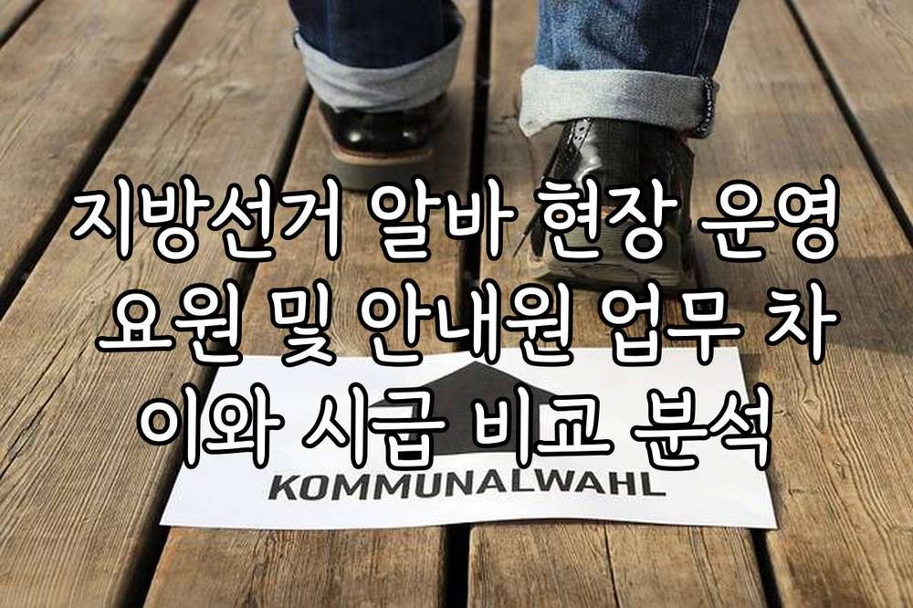 지방선거 알바 현장 운영 요원 및 안내원 업무 차이와 시급 비교 분석