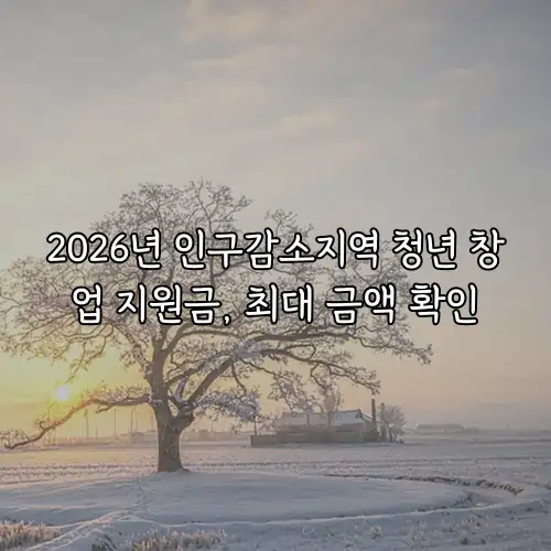 2026년 인구감소지역 청년 창업 지원금, 최대 금액 확인