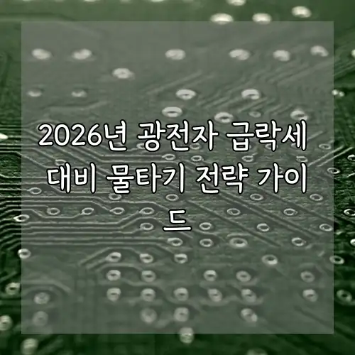 2026년 광전자 급락세 대비 물타기 전략 가이드