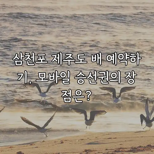 삼천포 제주도 배 예약하기, 모바일 승선권의 장점은?